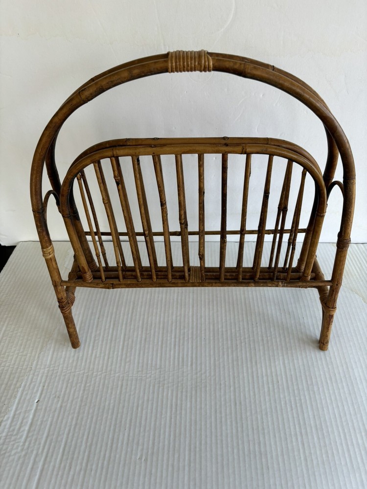 Vintage Boho Chic MCM Bamboo Magazine Holder/Rack Foldable