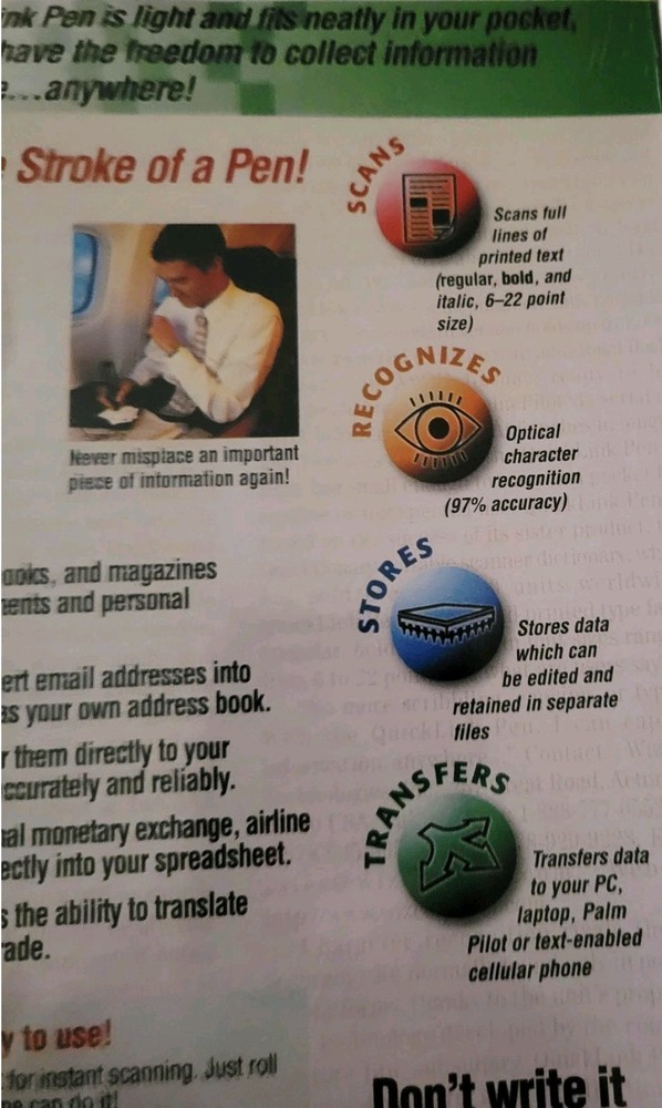 Wizcom Quick Link Pen Reader Scanner Print and Save Data Sealed NIB