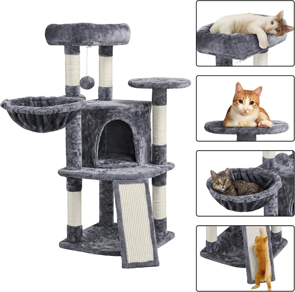 42 in Multi-Level Cat Tree Tower with Perch Scratching Posts Hammock & Condo