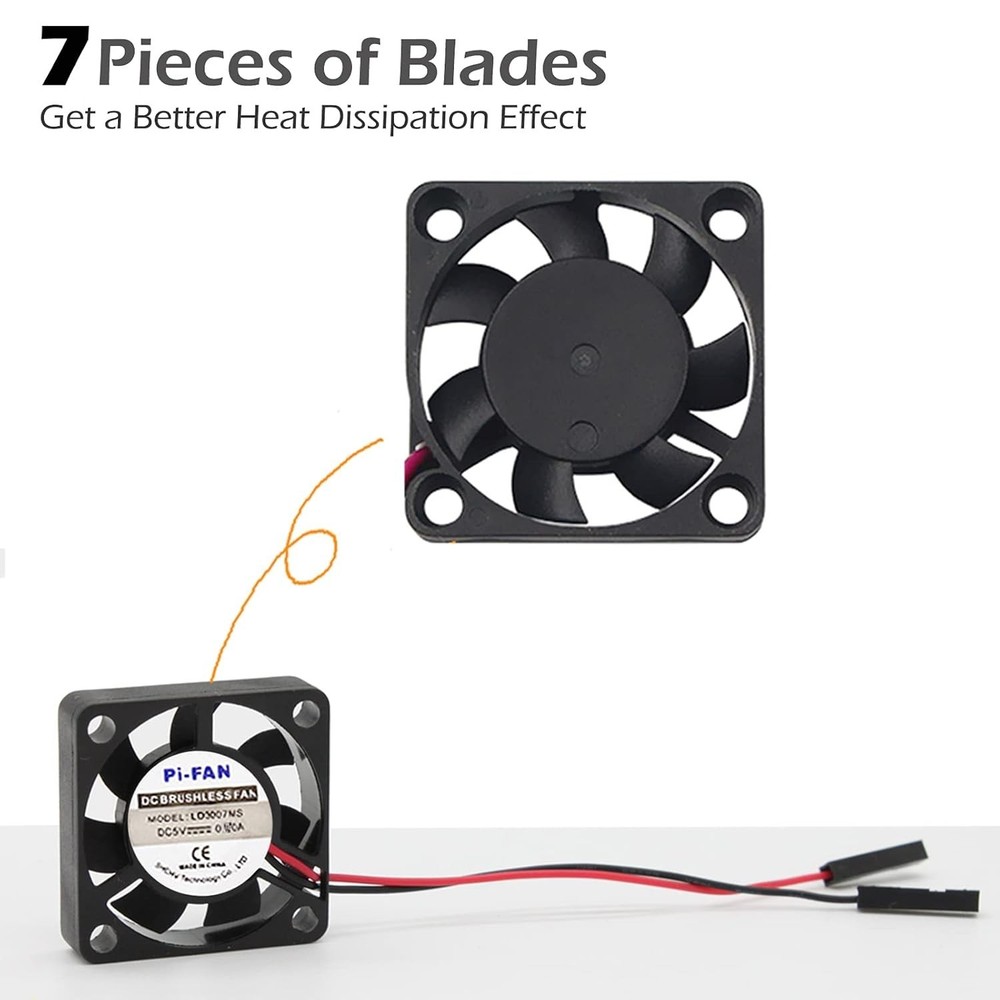 Raspberry Pi 4 Cooling Fan - 30x30x7mm Brushless CPU Fan (2-Pack)