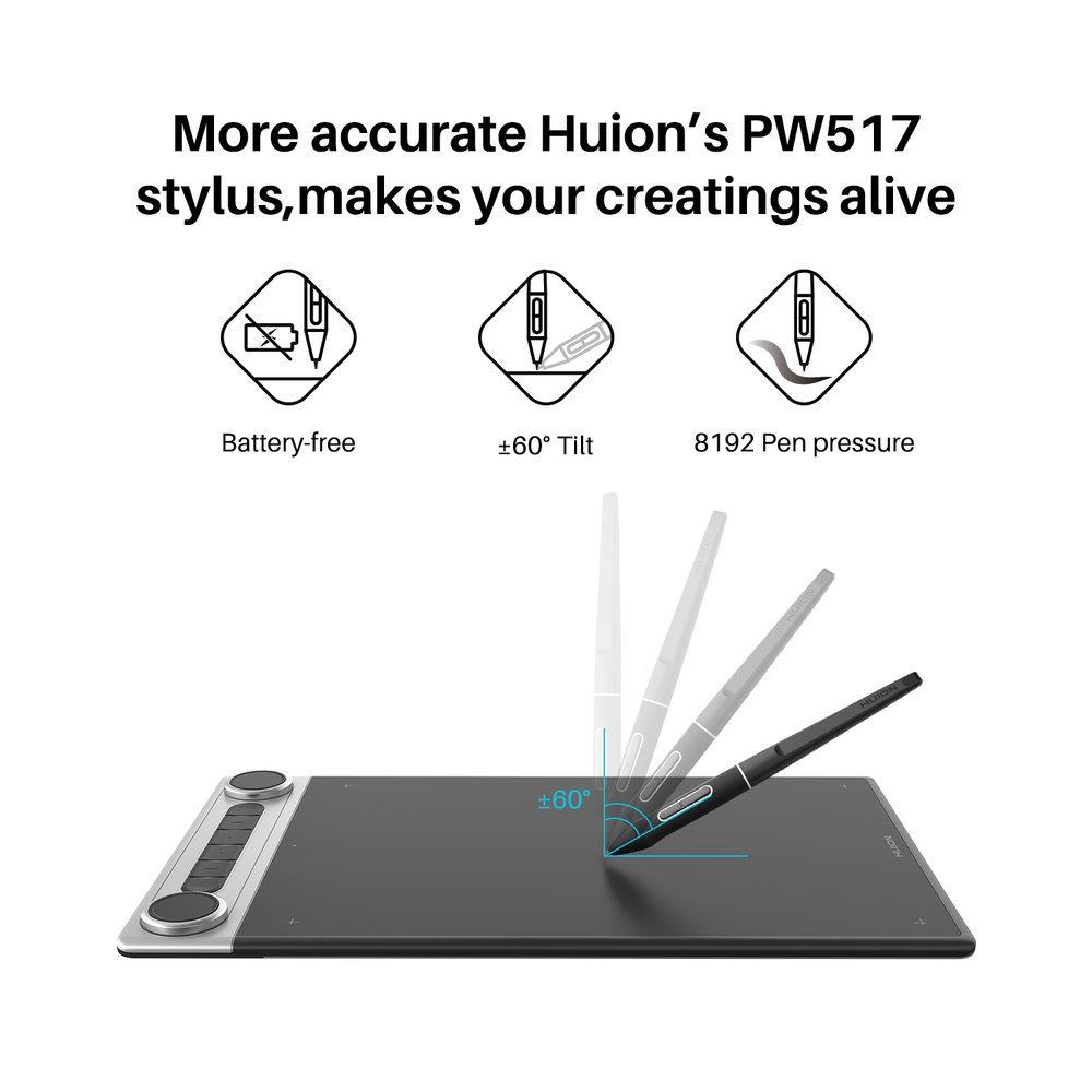 HUION Inspiroy Dial 2 Bluetooth Wireless Graphics Drawing Tablet with Dual Dials
