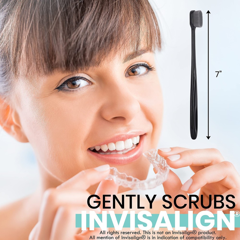 Extra Soft Charcoal Toothbrushes - Nano Toothbrush for Sensitive Gums (4 Pack)