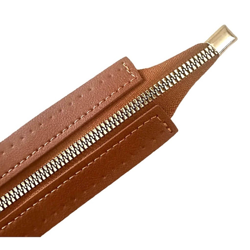 Leather Zipper Extra Large (30cm x 4.5cm), Brown