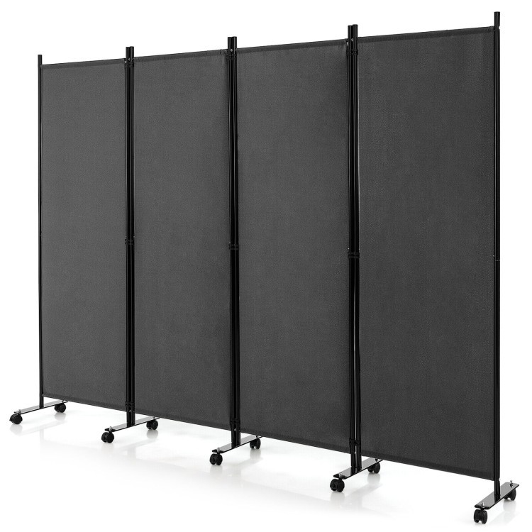 4-Panel Folding Room Divider with Locking Wheels - Portable Privacy Screen