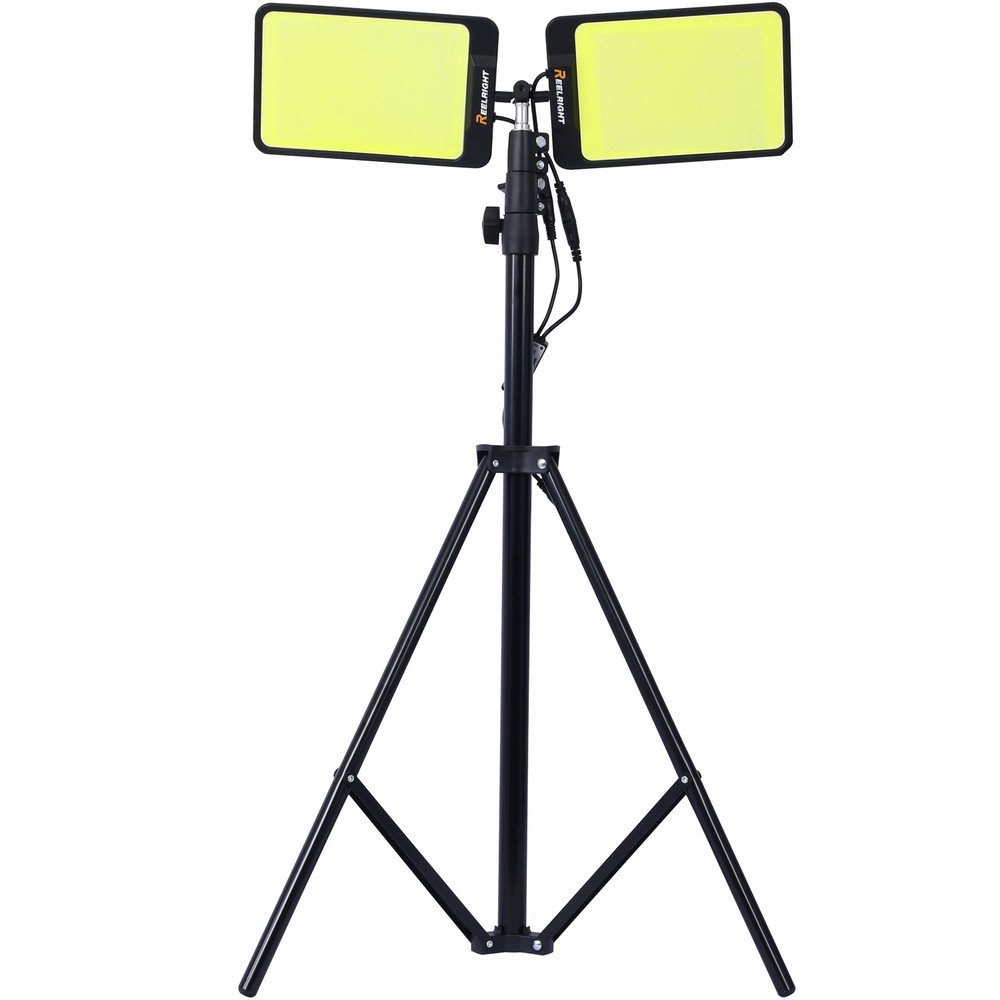 11200LM LED Work Light -Dual-Head Tripod Coldlight w/Remote&114" Extendable Pole