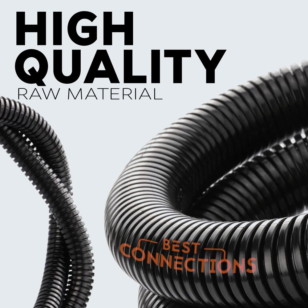 3-Pack (1/4", 3/8", 1/2" x 20 ft Each) Assorted Split Wire Loom Black