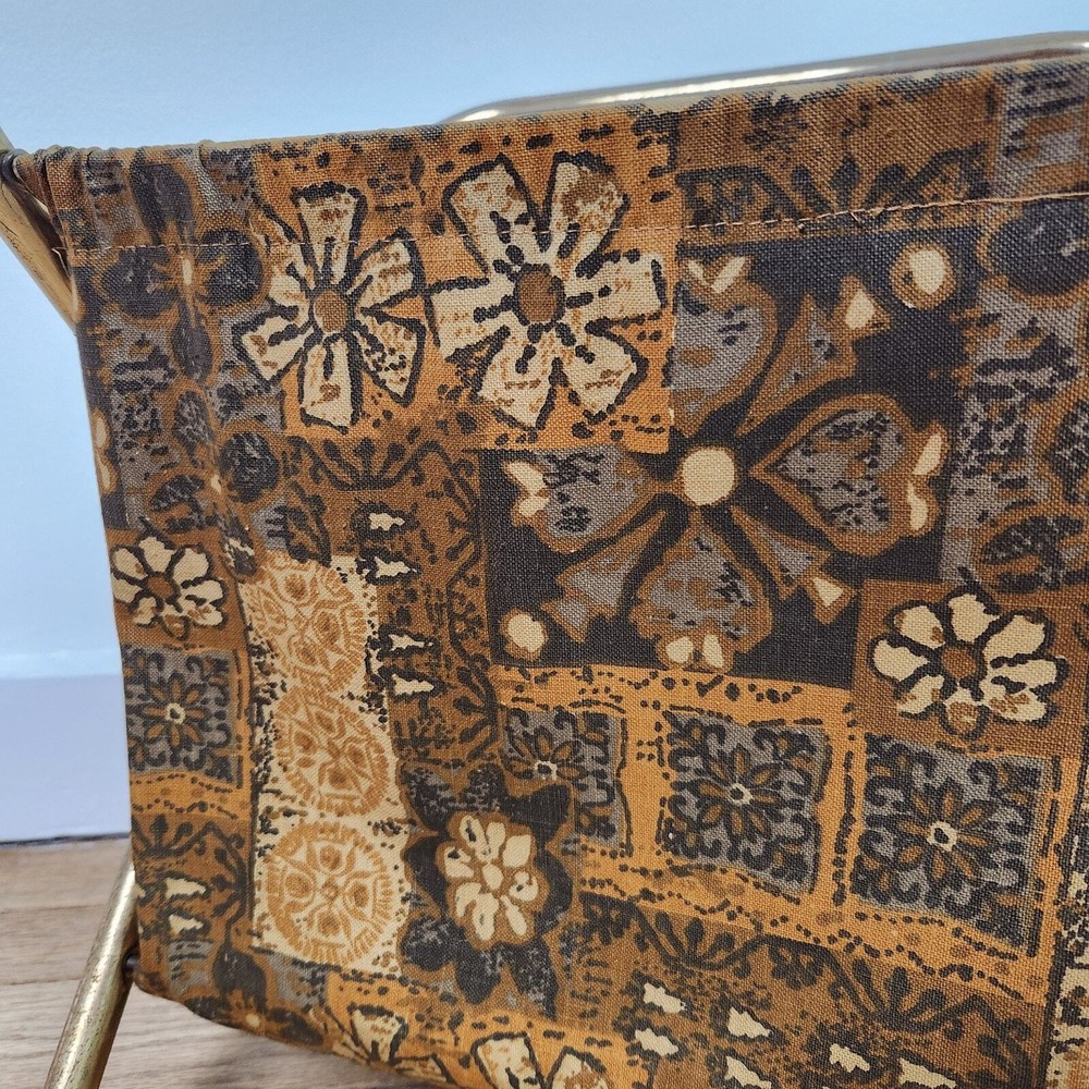 70s Bark Cloth Folding Knitting Bag by Knitility