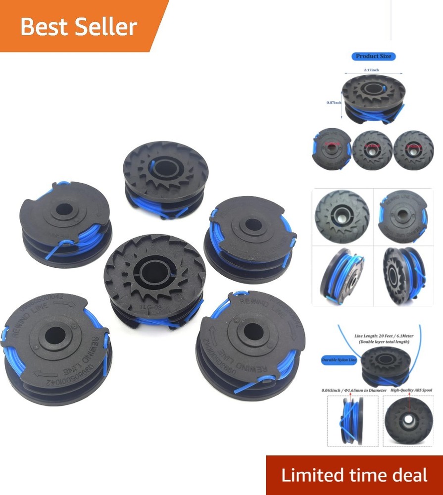 Durable 6-Pack Pre-Wound String Trimmer Line 0.065" for Kobalt 40V Weed Wacker