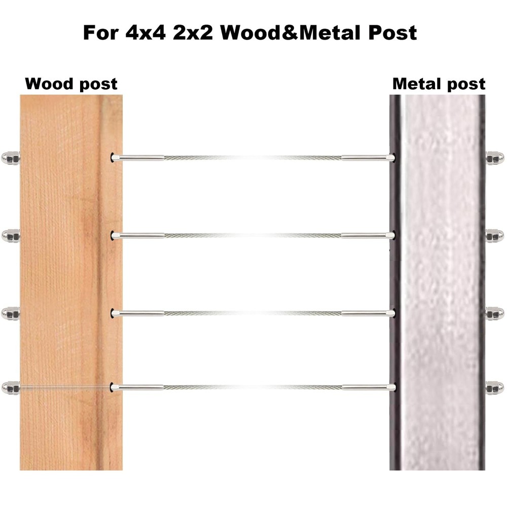 Challcrea 60Pcs 1/8 Cable Railing Hardware System Kit, Swage Threaded Stud Te...