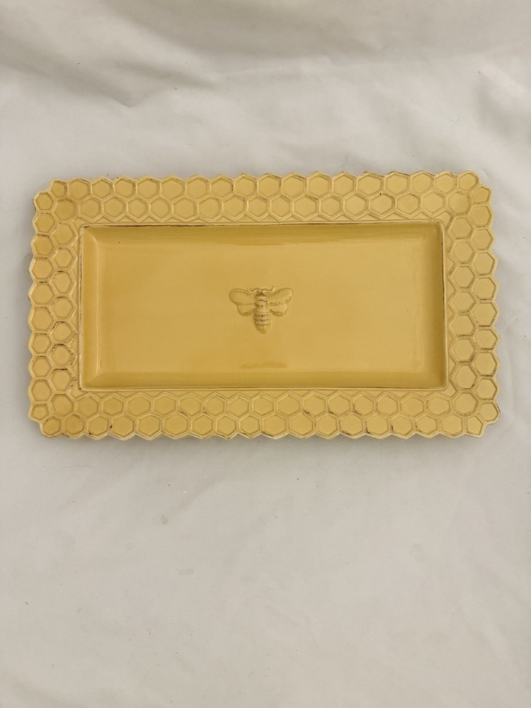 Boston International Rectangular Ceramic Serving Platter 13x7.5 Honeycomb