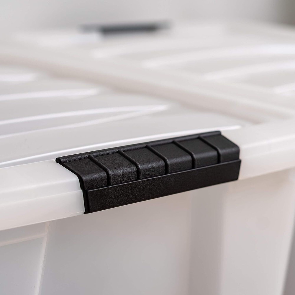 6 Pack 40-Qt Stackable Plastic Storage Bins Organizer Containers w/Latches Lids