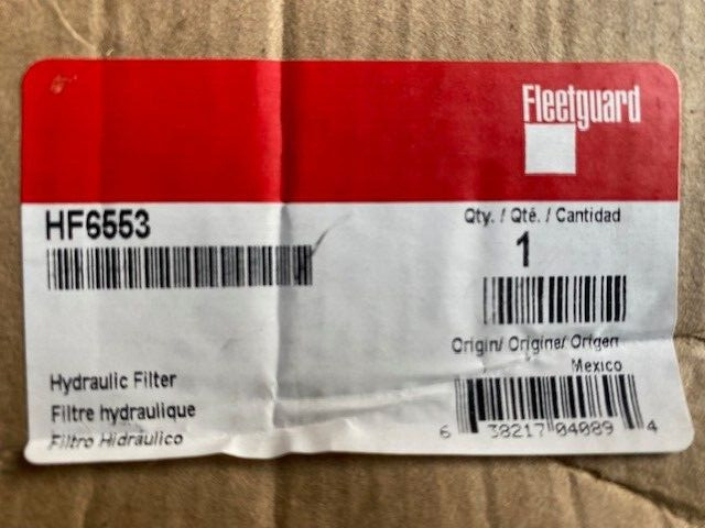 HF6553 FLEETGUARD Hydraulic Filter, Hydraulic, Spin-On