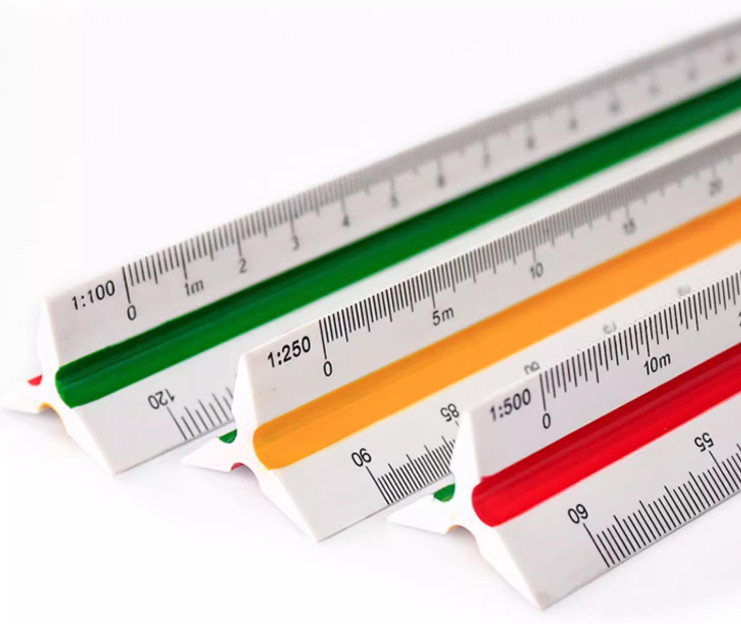 1pc 30cm/12" Solid Plastic Metric Triangular Scale Ruler Architect Engineers