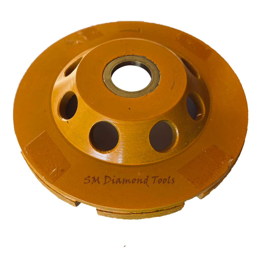 4" Premium Double Row Cup Wheel 5/8"-7/8" Arbor Concrete Surface Grinding