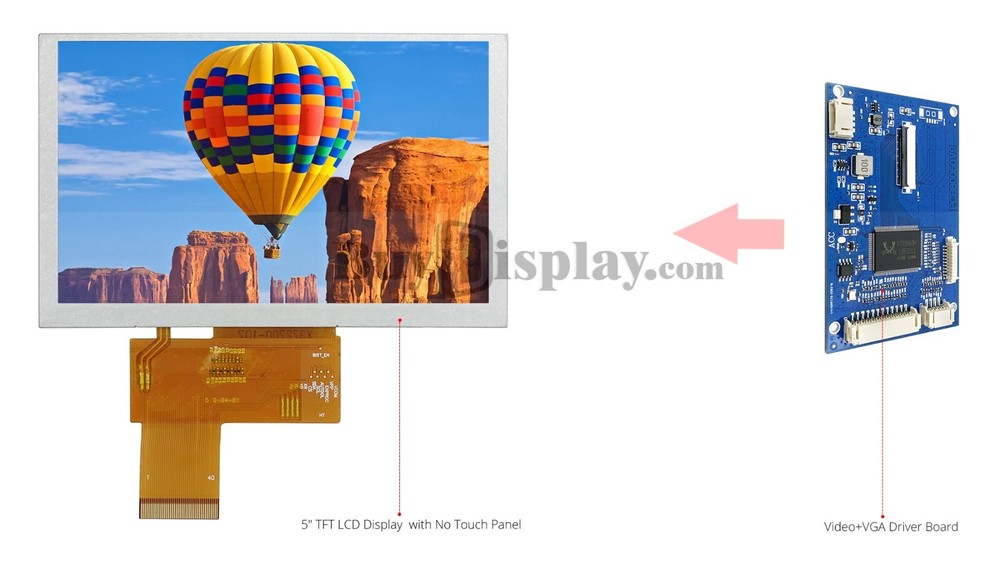 5" IPS LCD Screen TFT Module,800X480 VGA Video AV Driver Board