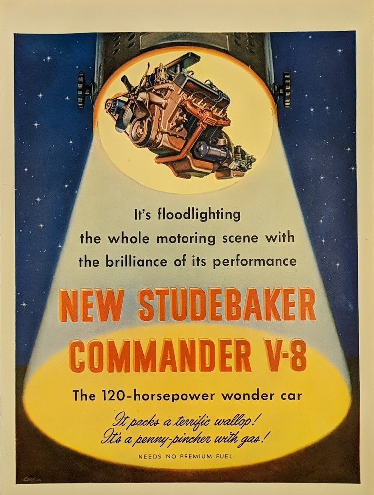 1951 V8 Studebaker Commander 120 Horse Power Engine Print Ad