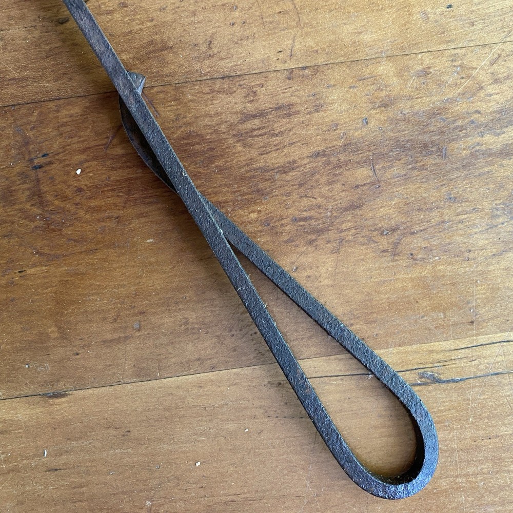 Vintage Wrought Iron Fireplace Poker Hook Tool, 32.25", Primitive, Rustic