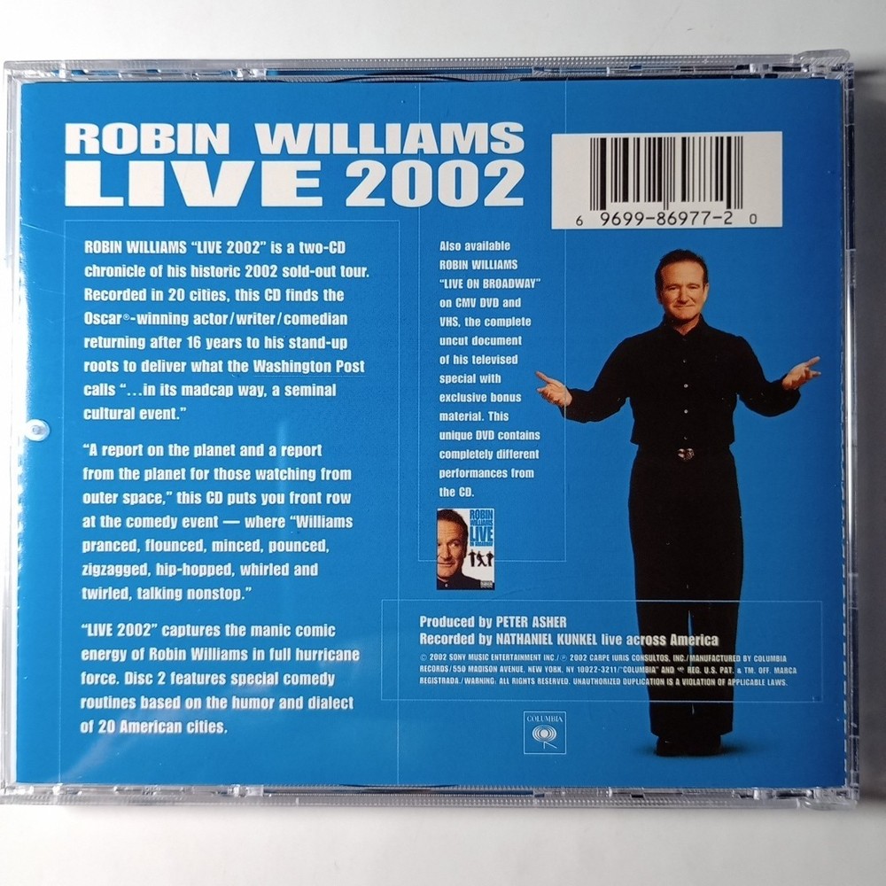 Robin Williams Signed Live 2002 CD Booklet COA Authenticated