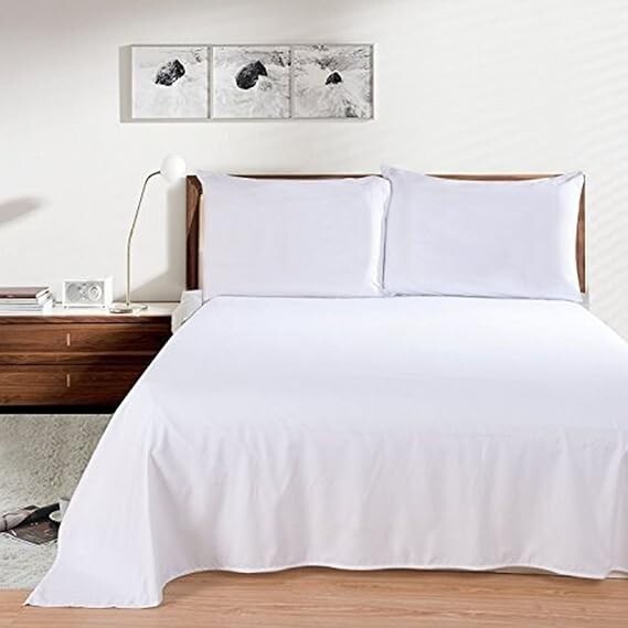 Forestree Luxury Solid Bedsheets in White, Soft and Smooth with 2 Pillow Covers