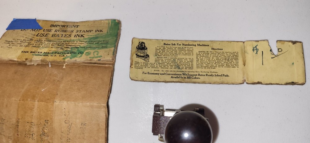 BATES NUMBERING MACHINE 6 with damaged box