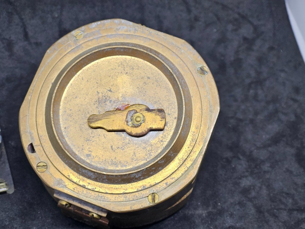 3 Vintage Brass, Plastic Pocket Compass