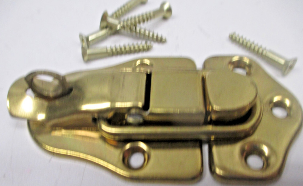Vintage 3-1/4" Spring Loaded, Brass Plated, Draw Catch Latch - for Tool Box