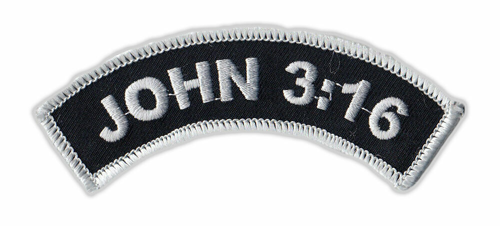 Motorcycle Jacket Embroidered Patch - John 3:16 Bible Verse (Arch) - Religion