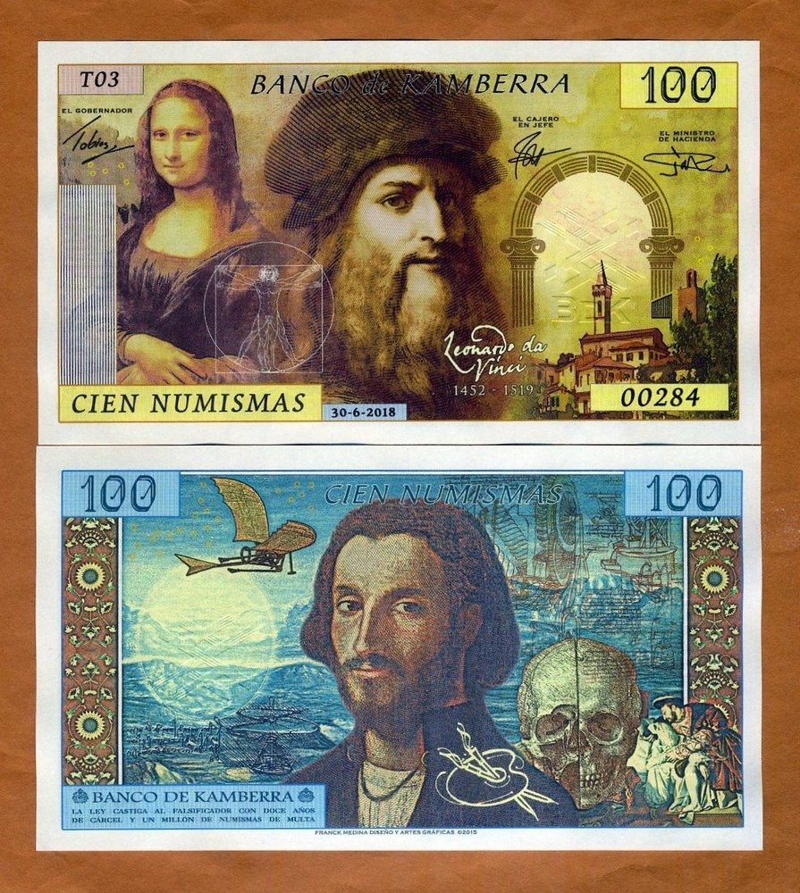 Kamberra, 100 Numismas, 2018, UNC Leonardo da Vinci