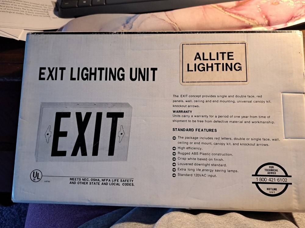 ALLITE  EMERGENCY EXIT LIGHTING UNIT  120/277 VAC DOUBLE FACE ,RED PANEL(FG3