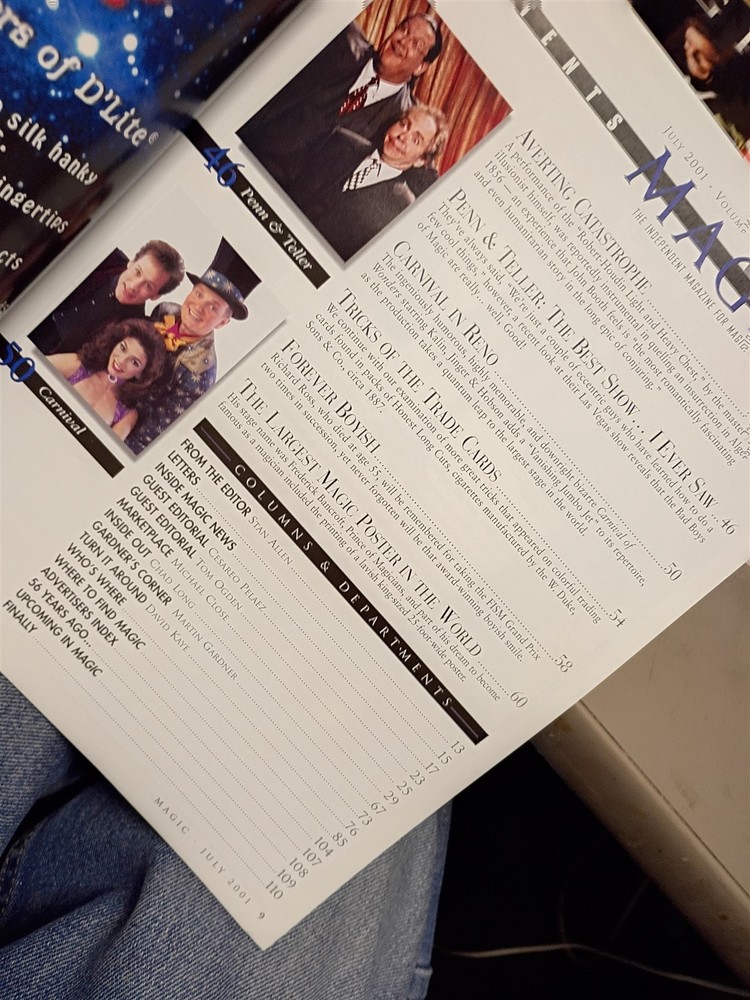 Penn & Teller Magic Magazine Issue July 2001 #3