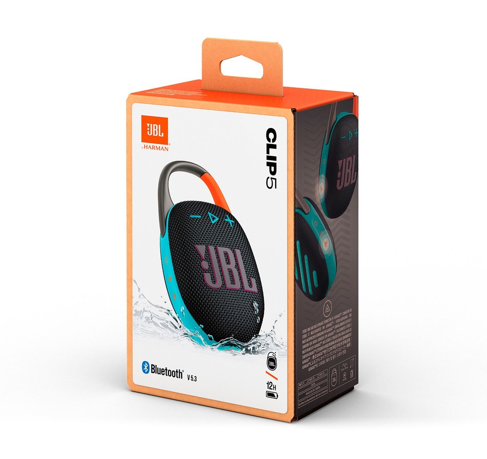 JBL Clip 5 Black Orange Portable Bluetooth Speaker (Open Box)