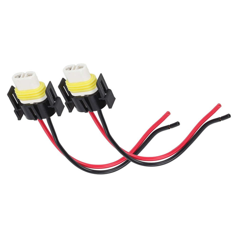 2x Wire Pigtail H11 Ceramic Female Socket Head Light High Beam Connector Harness