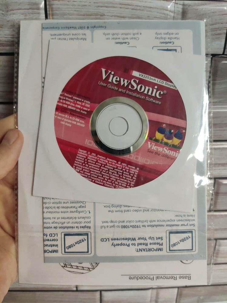 ViewSonic VX2253mh LCD Display User Guide and Installation Software Disc