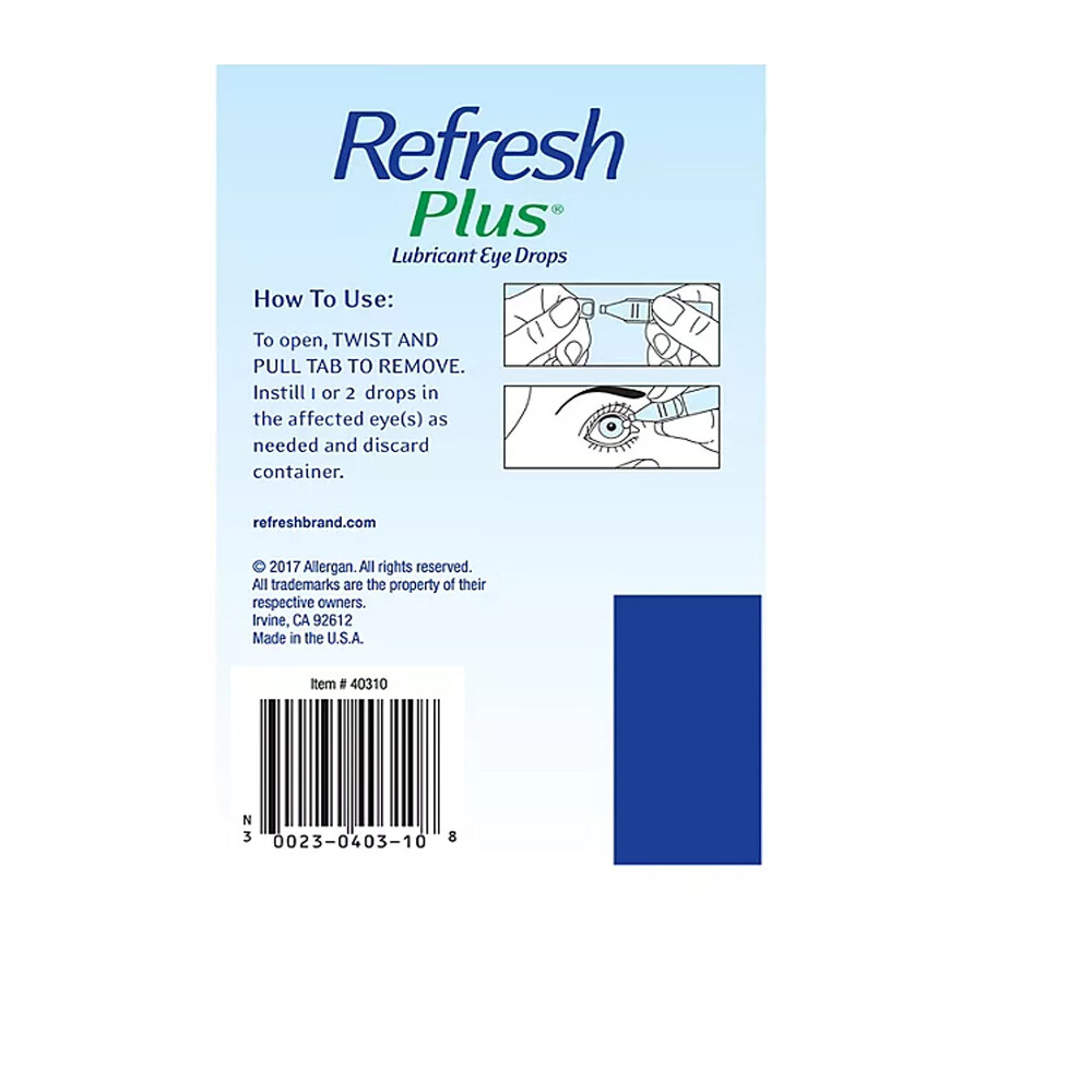 알러간 리프레쉬 Refresh 인공눈물 1회용 100개팩, 15ml 4병 멀티팩 한국직배송 (개인통관번호 메세지란에 기재필수)