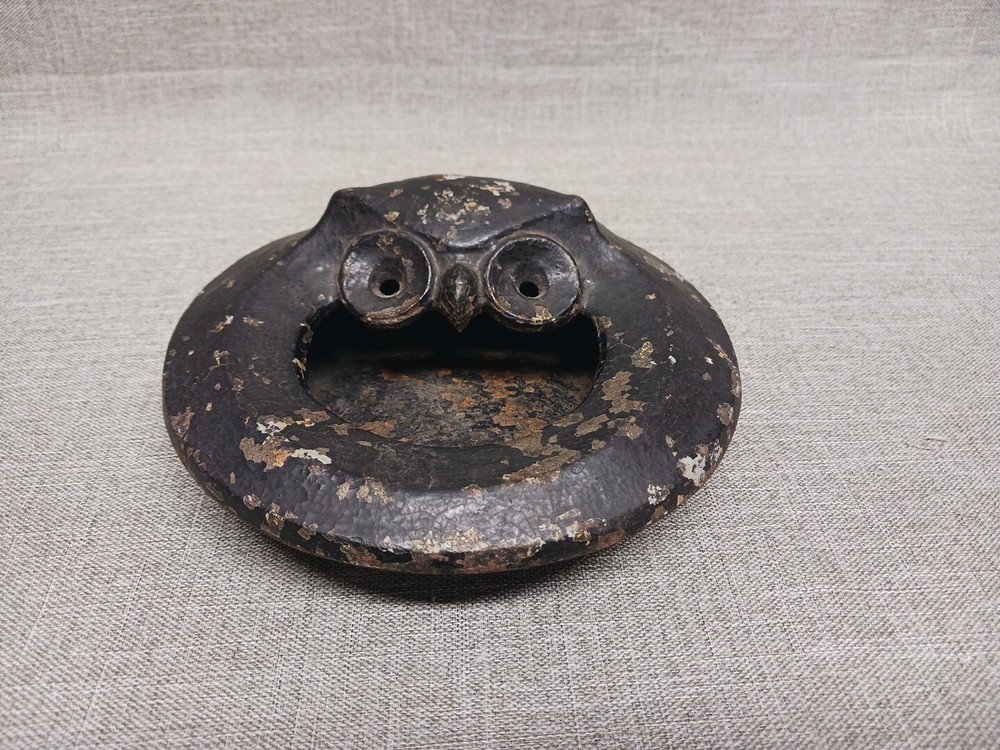 Vintage Cast Iron Owl Lidded Incense Burner Ashtray Read Description