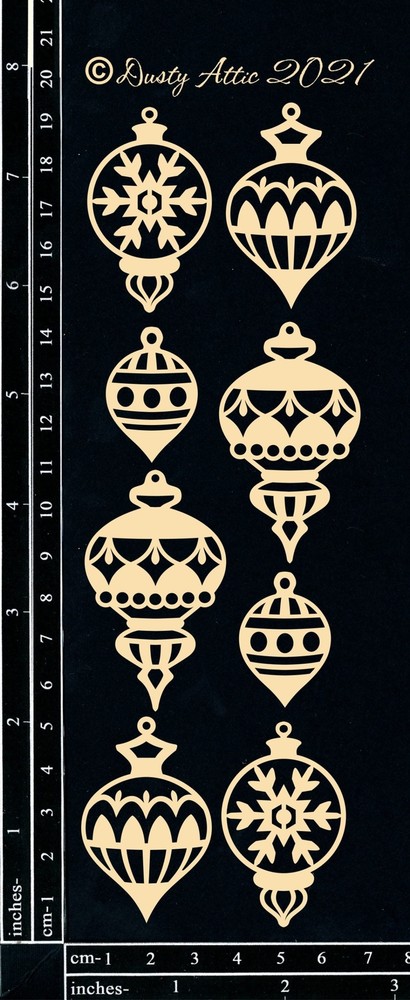 Dusty Attic Chipboard 3x8- Christmas Ornaments #2, DA3171