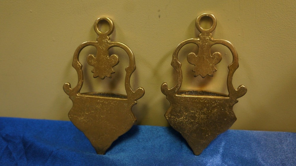 SET OF BRASS WALL FLOWER HOLDERS 4 X 7