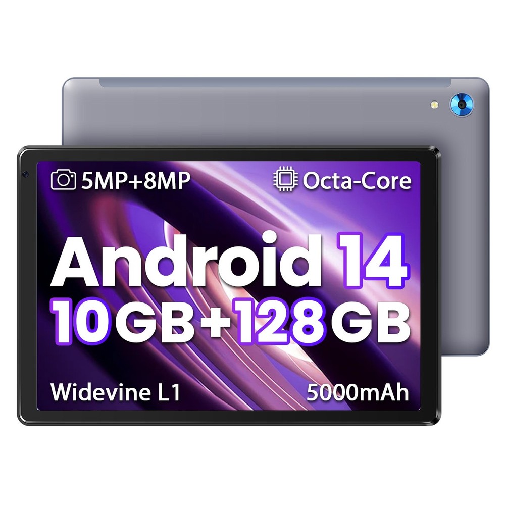 10.1 inch Android 14 Tablet 10+128GB IPS Touchscreen Octa-core Processor Wi-Fi