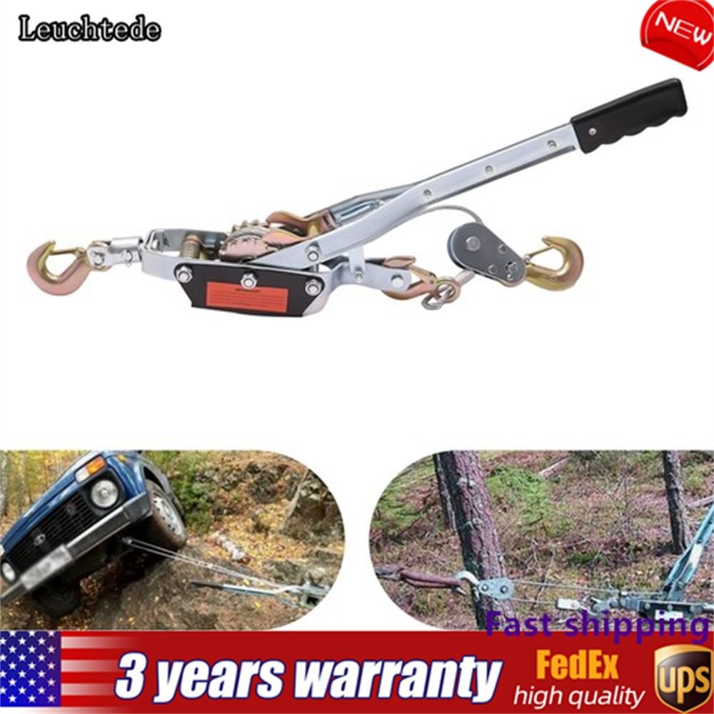 5 Ton Hand Puller Heavy Duty Winch Pull Hoist Come Along Cable 3 Hooks 2 Gear US