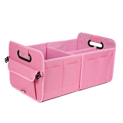 Car Trunk Organizer - Collapsible Multi Compartment Storage with pink