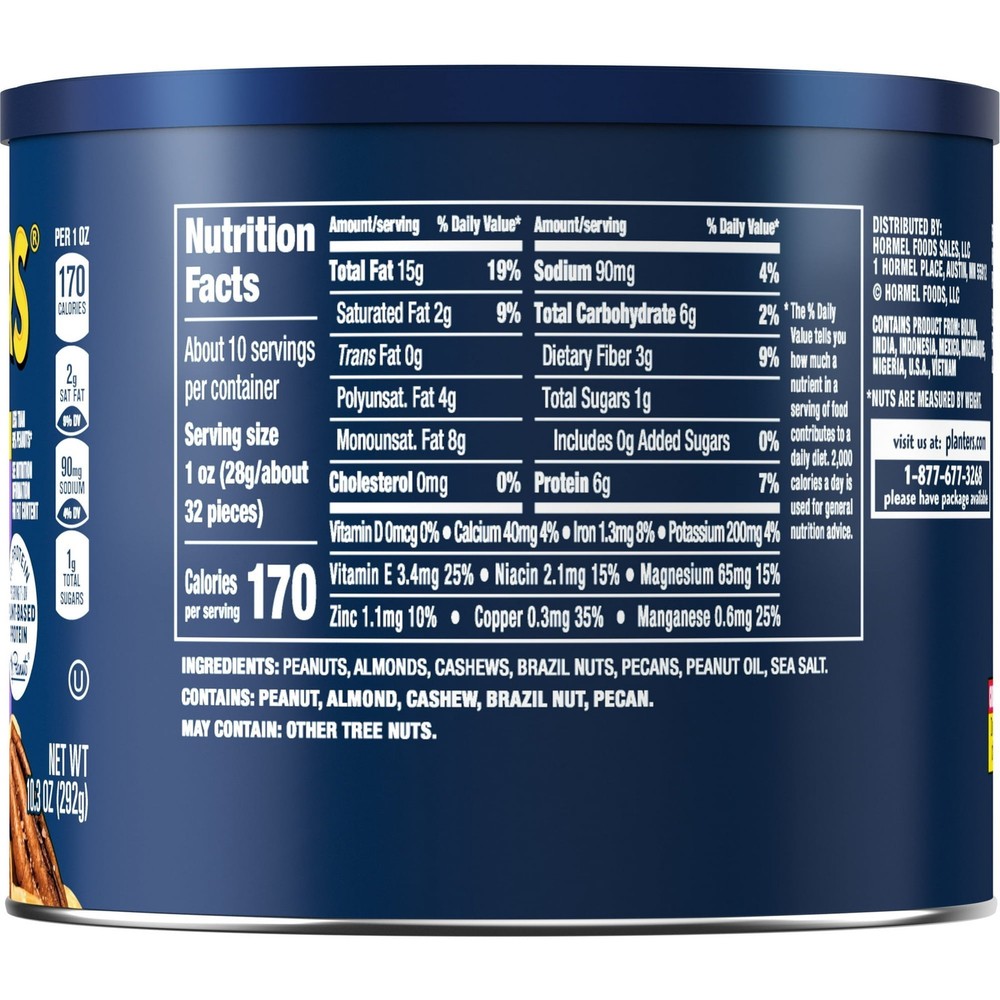 PLANTERS Salted Mixed Nuts, Party Snacks, Plant-Based Protein 10.3oz (2 Pack)