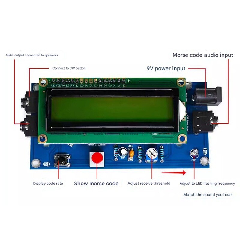 CW Trainer Morse Code Decoder Keyer Interpreter DIY Electronic Component Kit SET