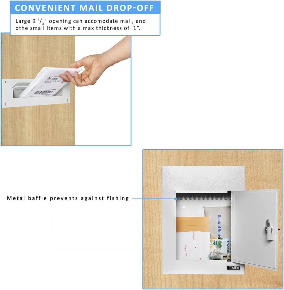 D700 through the Wall Drop Box, Tubular Key Locking Secure Mailbox with Adjustab