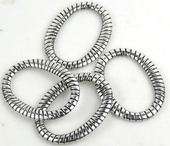 4 Silver Pewter Oval Large Ring 36x28mm
