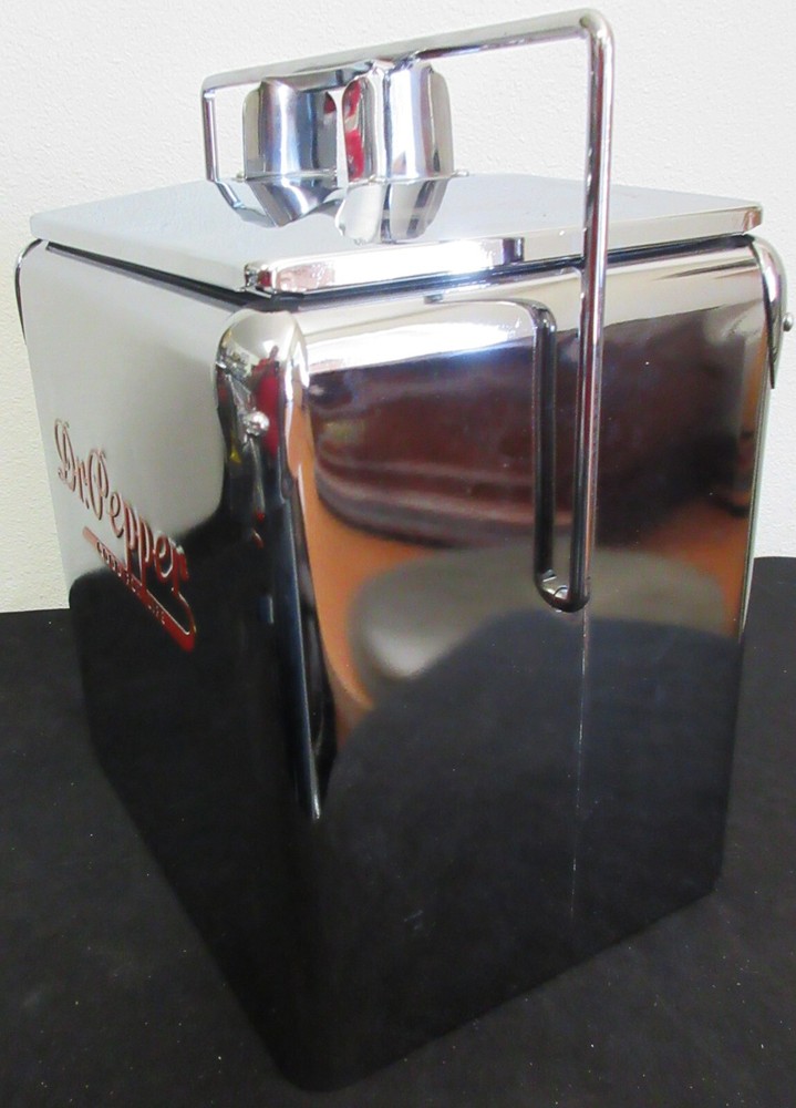 DR PEPPER Six Pack Soda Chrome Cooler Embossed Lettering