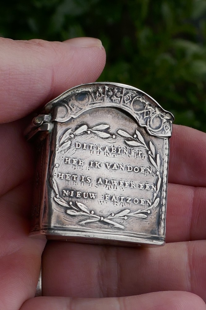 Antique Dutch .835 Fine Silver Armoire Highly Decorative Designed Spice Box