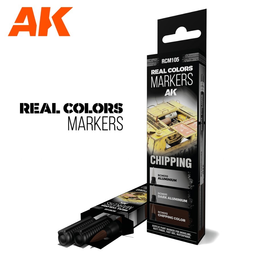 AK Interactive: Chipping - Acrylic Paint Marker Set - RCM105