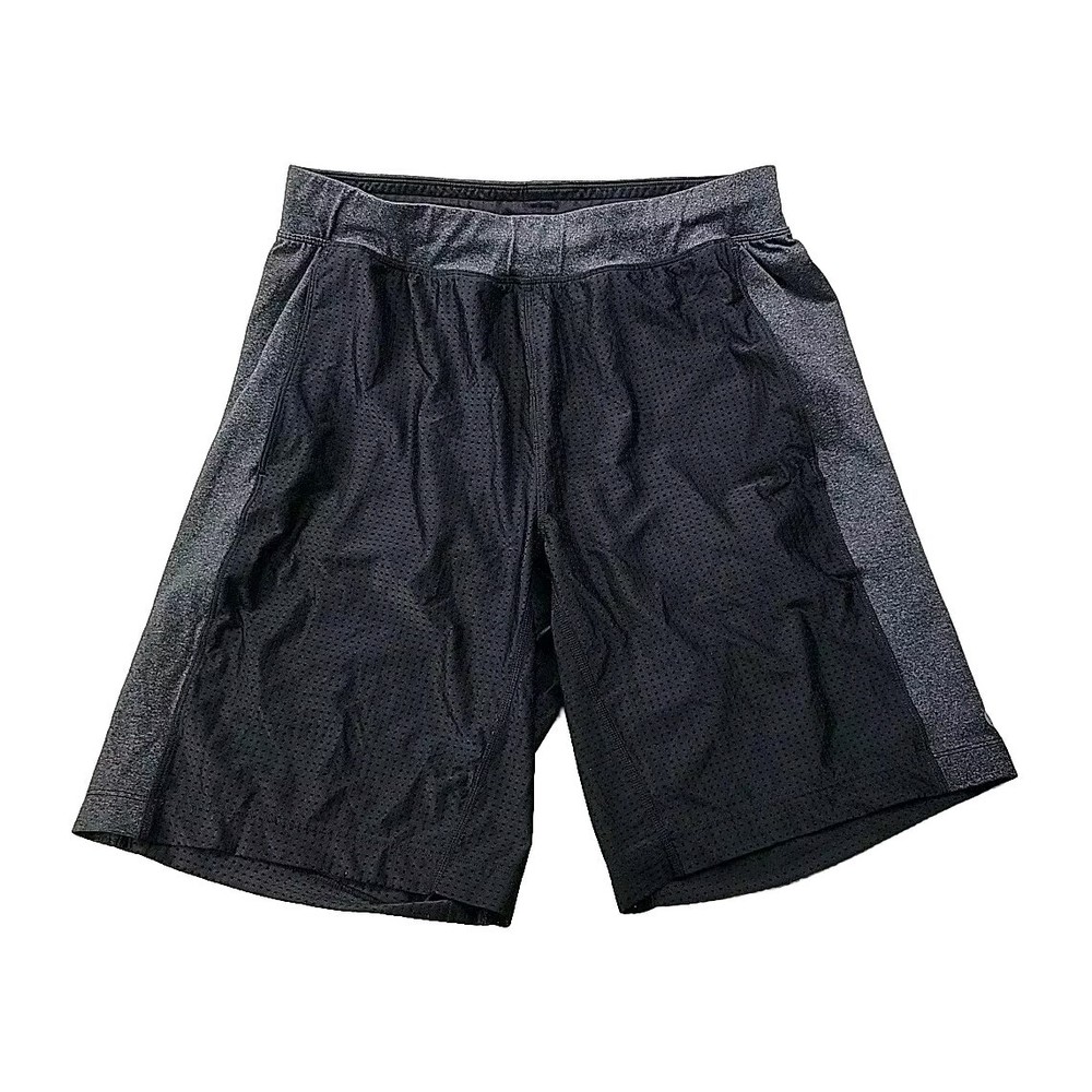Lululemon Men M Black Mesh Athletic Short Lined Performance Stretch Running 9"