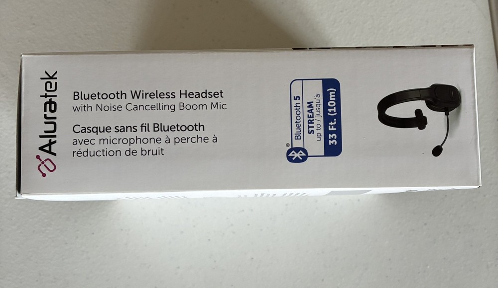 Aluratek Bluetooth Headset Noise Cancelling Mic Wireless ABHM100F