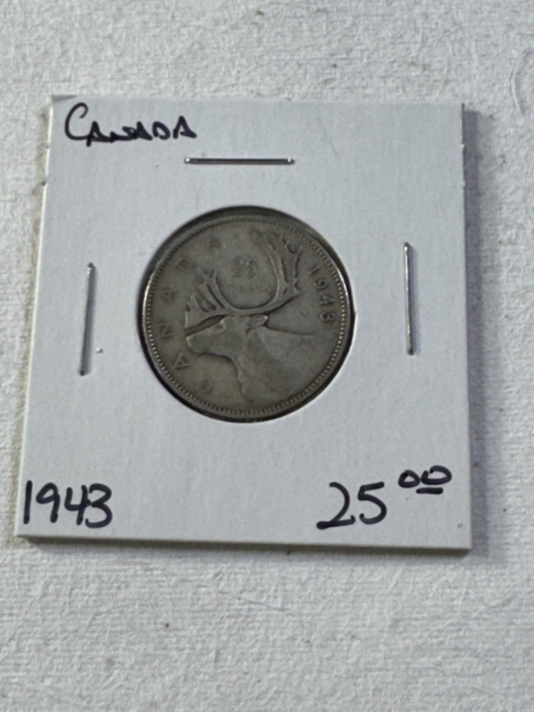 1943 Canada 25 Cents Silver Coin